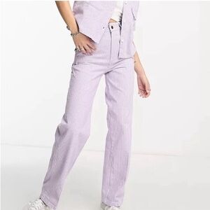 NWT Dickies Regular Fit Hickory Purple & White Striped Pants